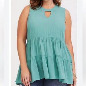 Torrid Seafoam Green Hi-Lo Surplice Tunic Size 0 (L/12) sleeveless